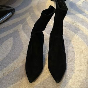 Good condition, Stuart weitzman black suede sock booties, 70cm (2.5 inches)